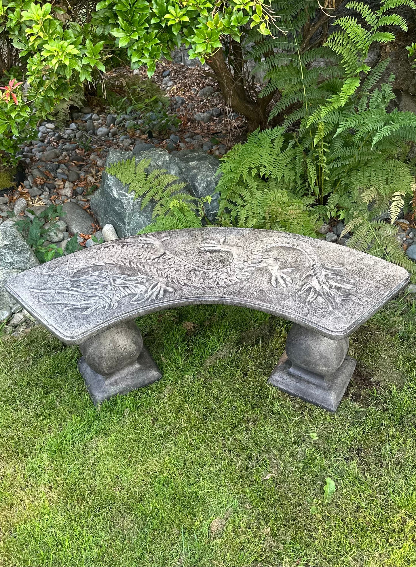 Chinese Dragon Bench Curved