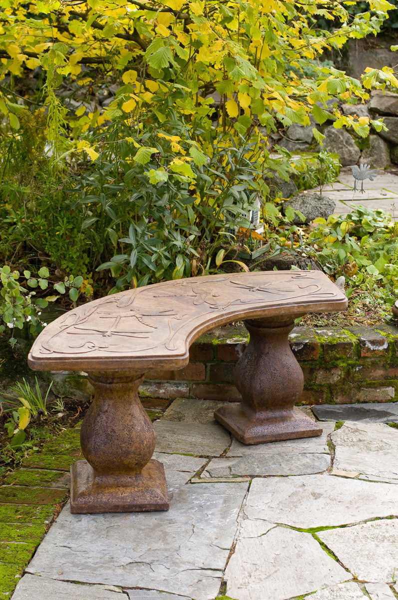 Dragonfly Bench - Curved in Ancient Stone Finish