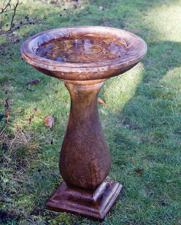 Hummingbird Birdbath - Tall in Ancient Stone Finish