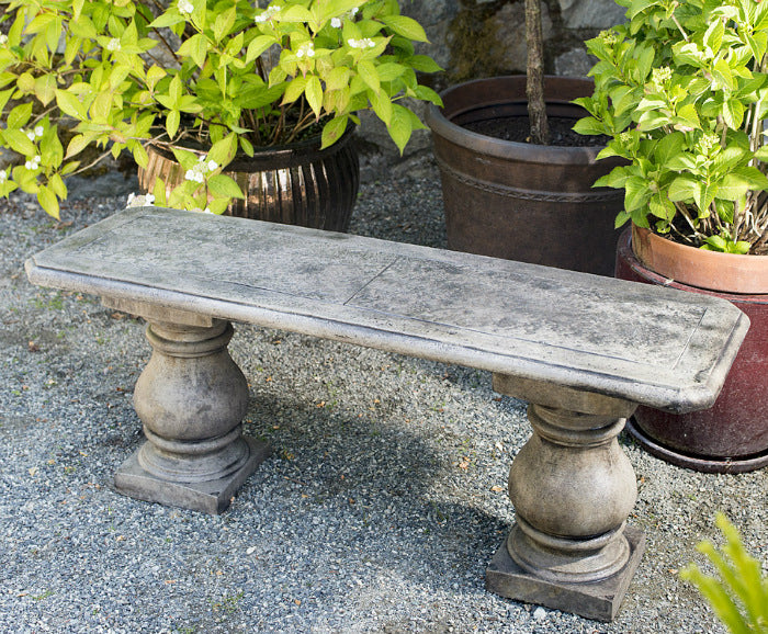 Slate Inlaid Bench, Turned Pedestal Legs