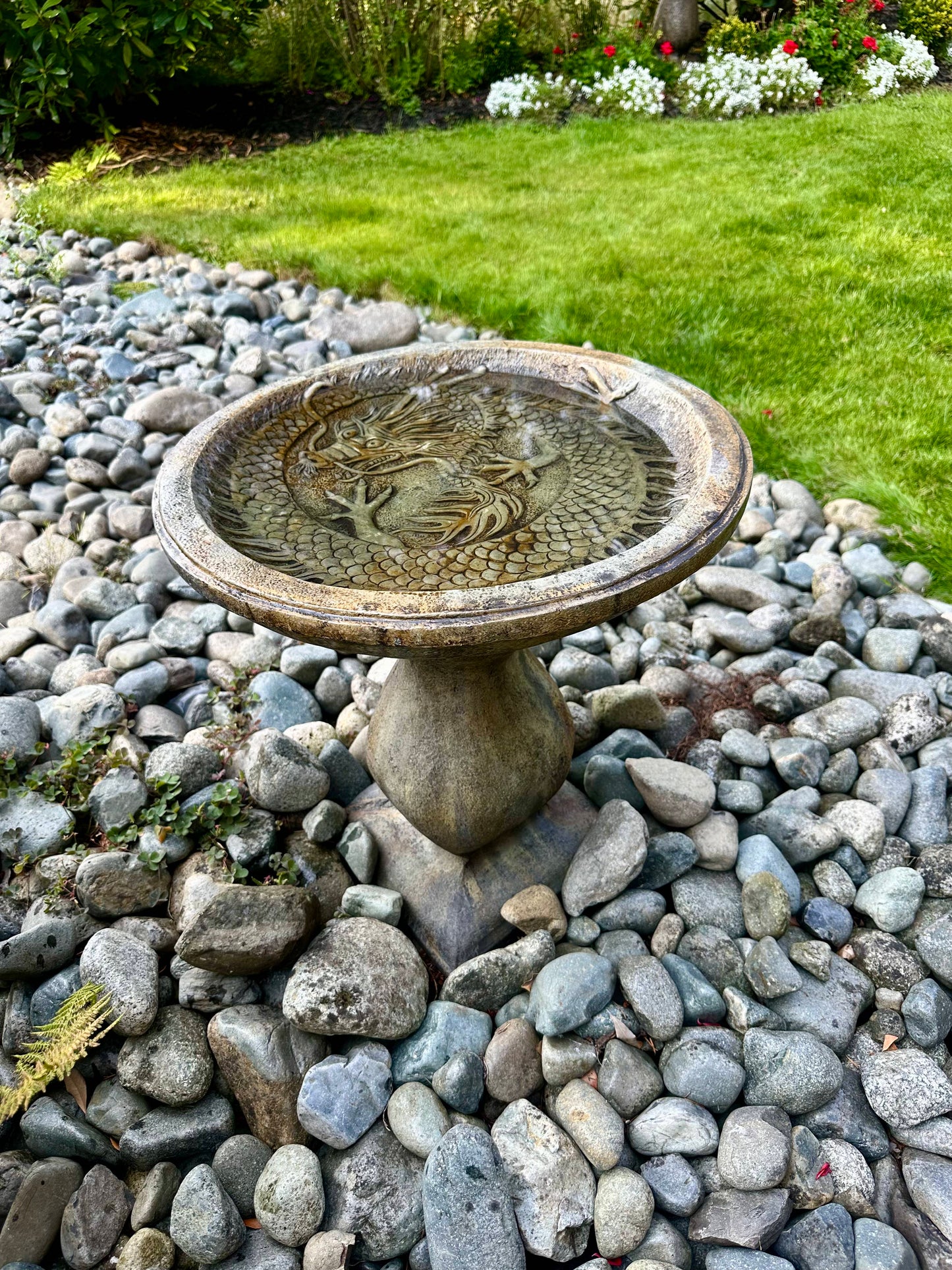 Chinese Dragon Birdbath - Small