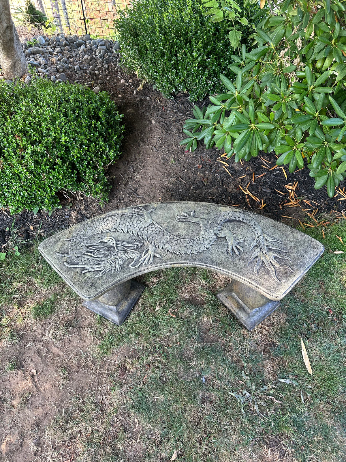 Chinese Dragon Bench Curved