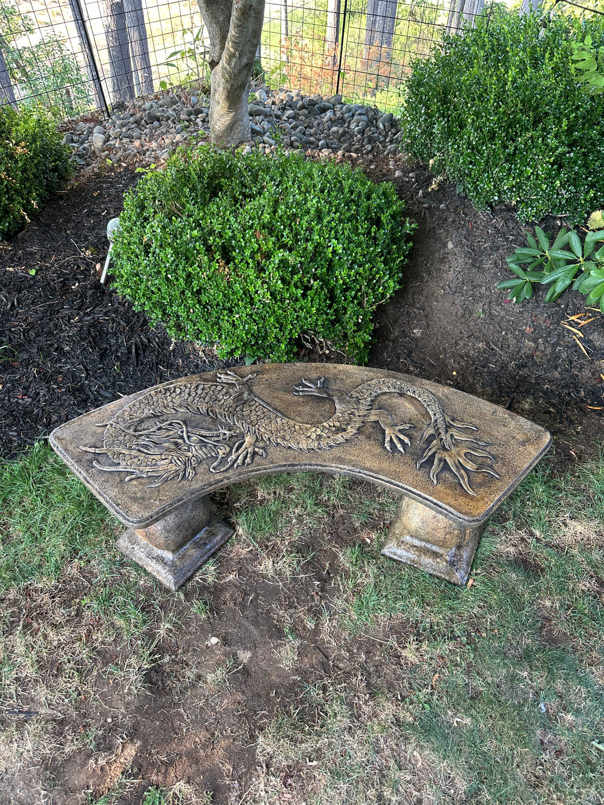 Chinese Dragon Bench Curved