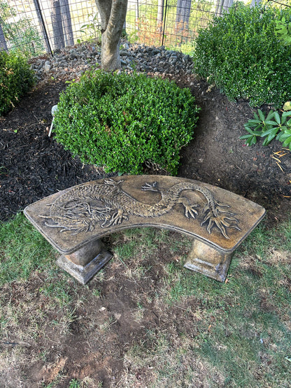 Chinese Dragon Bench Curved