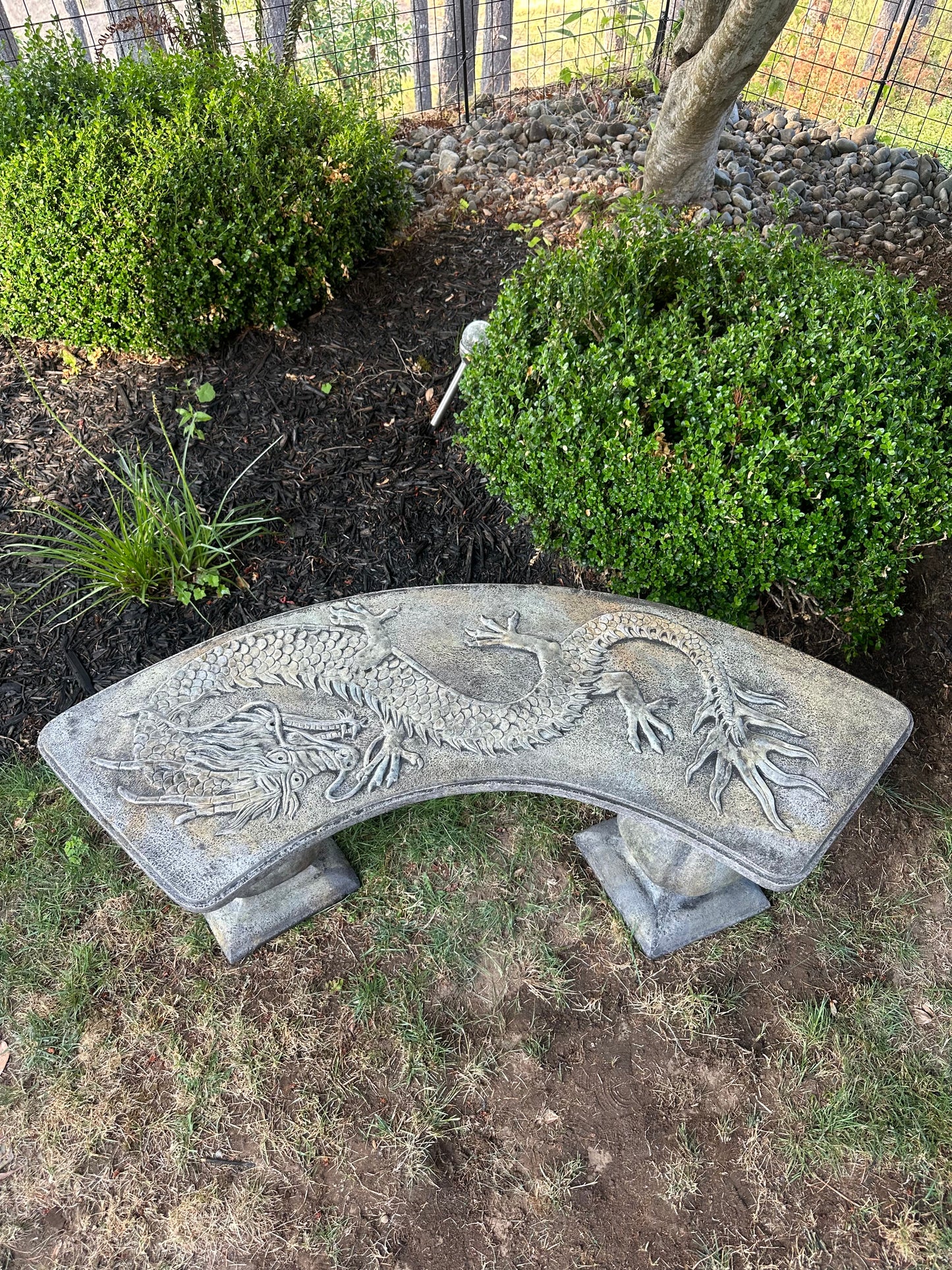 Chinese Dragon Bench Curved