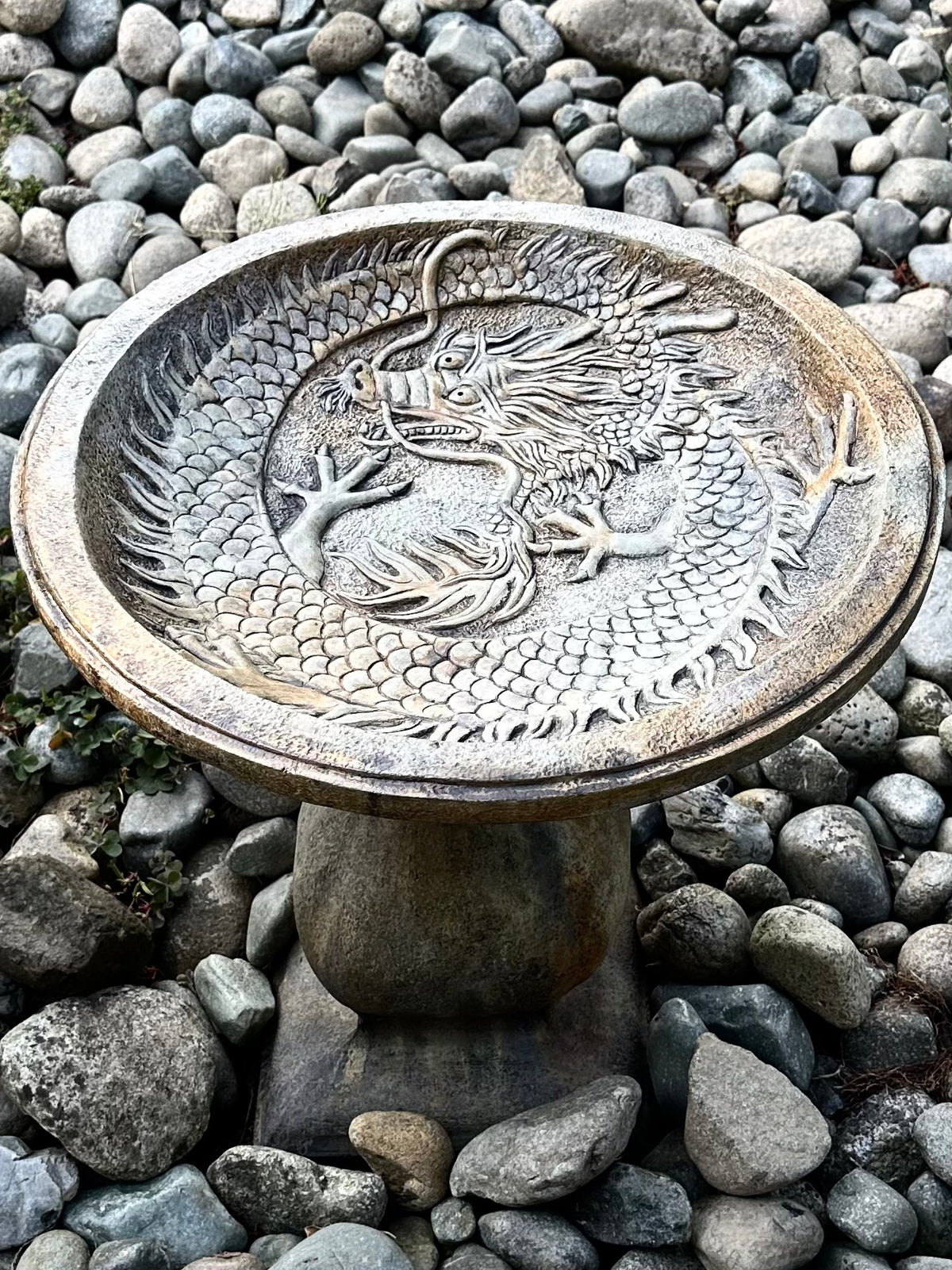 Chinese Dragon Birdbath - Small
