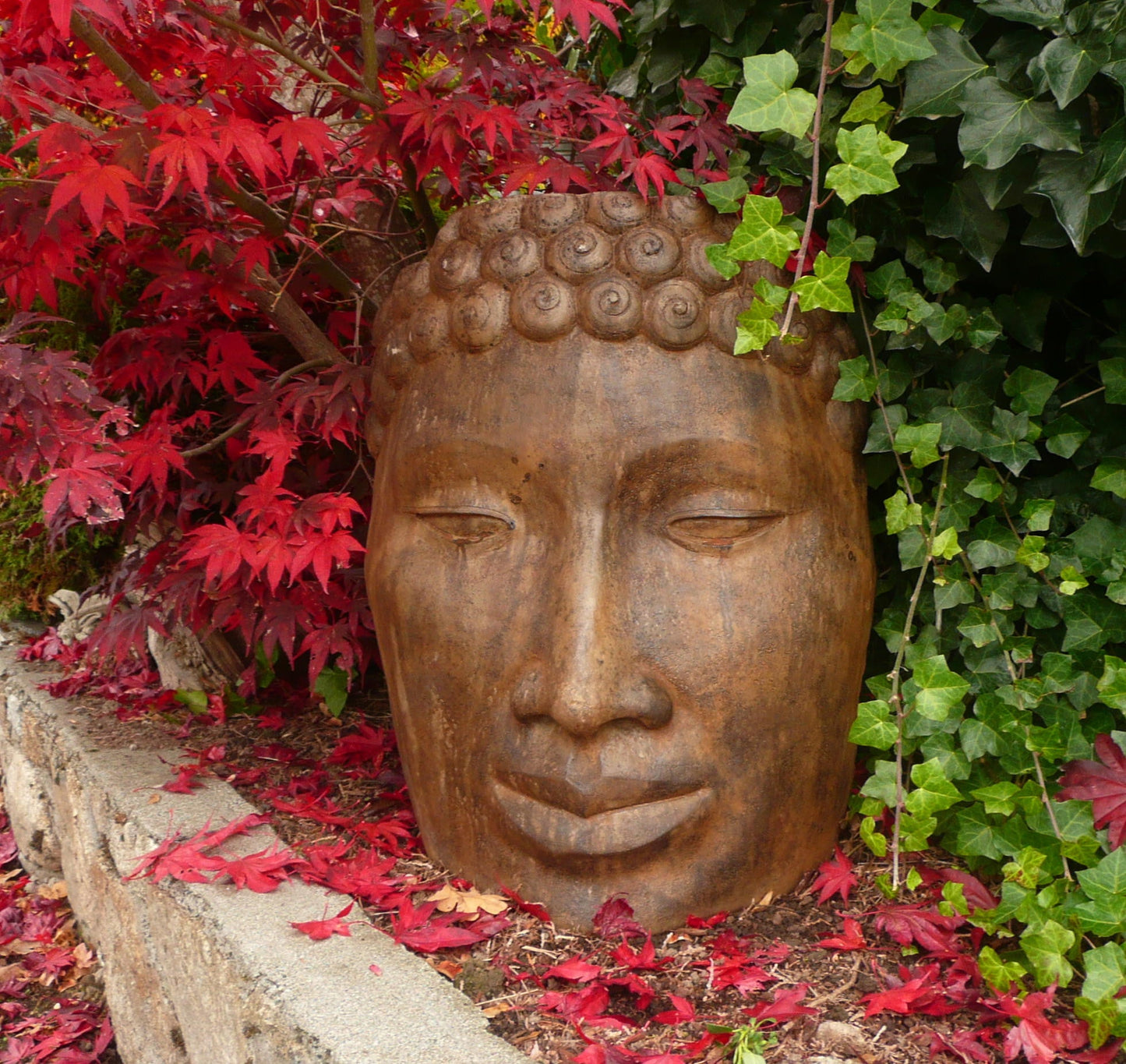 Buddha Face Large in Ancient Stone Finish
