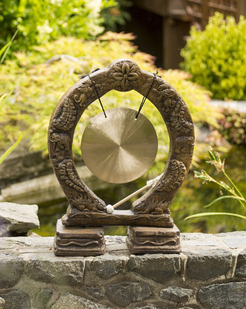 Buddhist Gong in Ancient Stone Finish