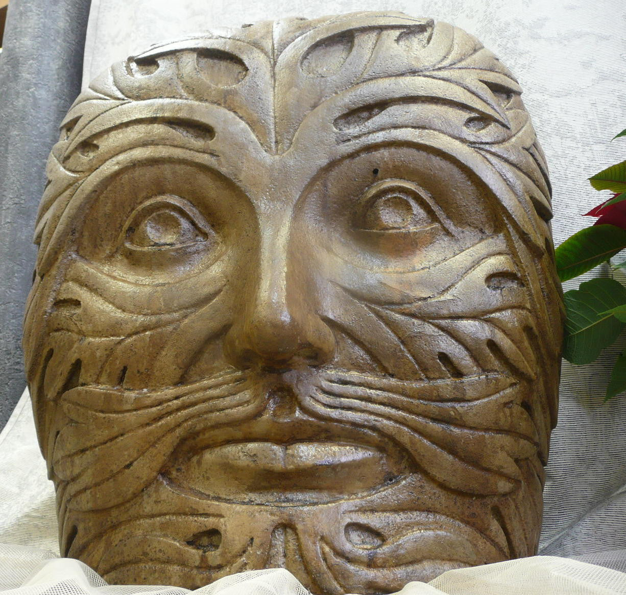 Greenman Face in Ancient Stone Finish