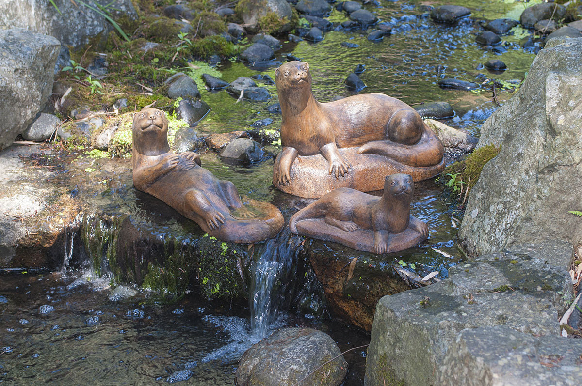 Otter Family in Ancient Stone Finish